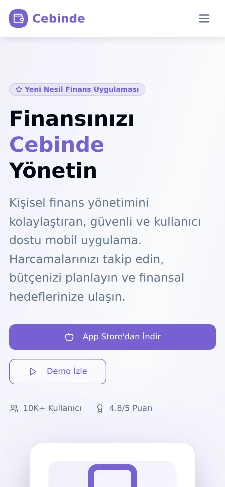 Cebinde — Kişisel Bütçe Takibi ekran görüntüsü