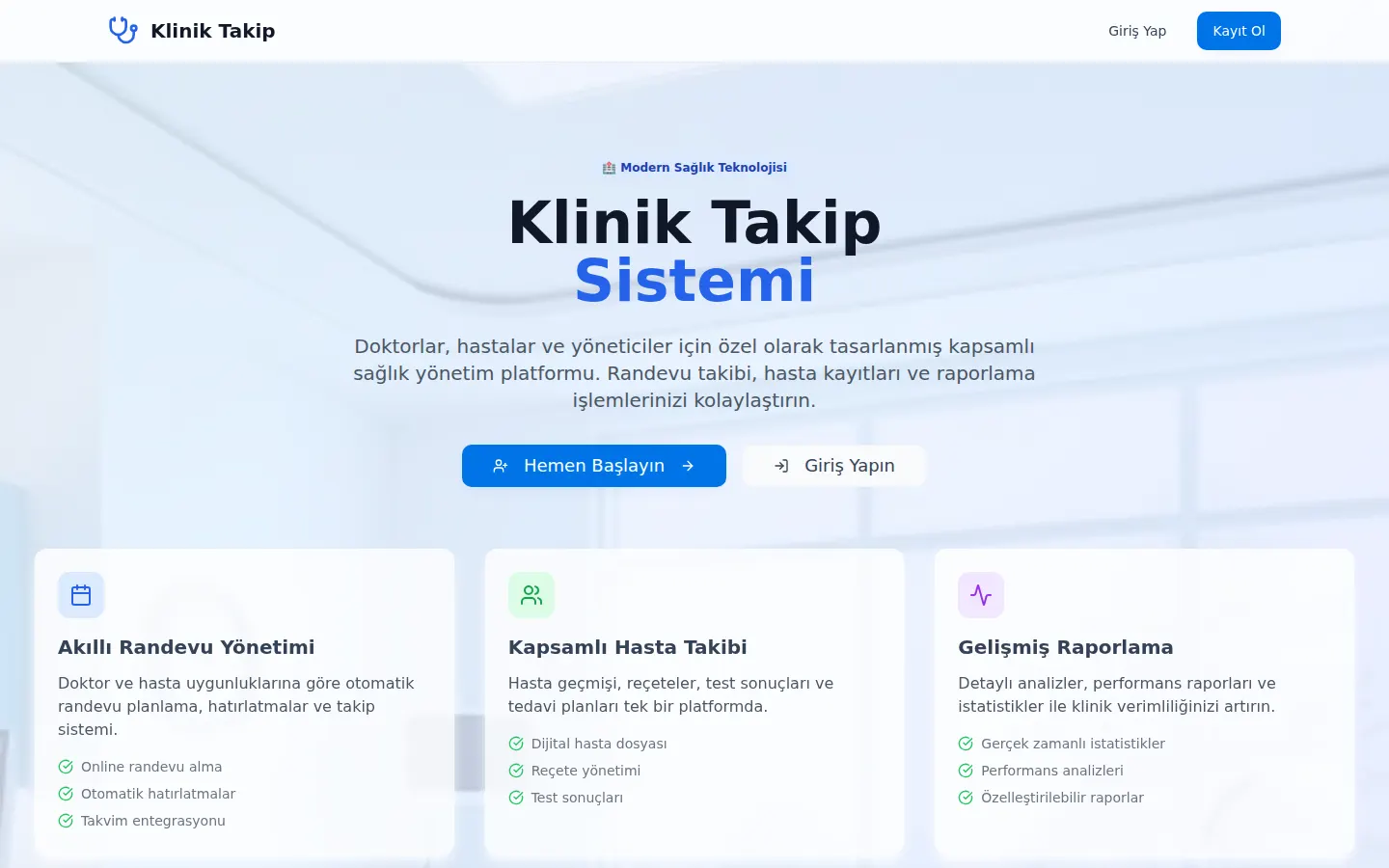Klinik Hasta Takip Sistemi ekran görüntüsü