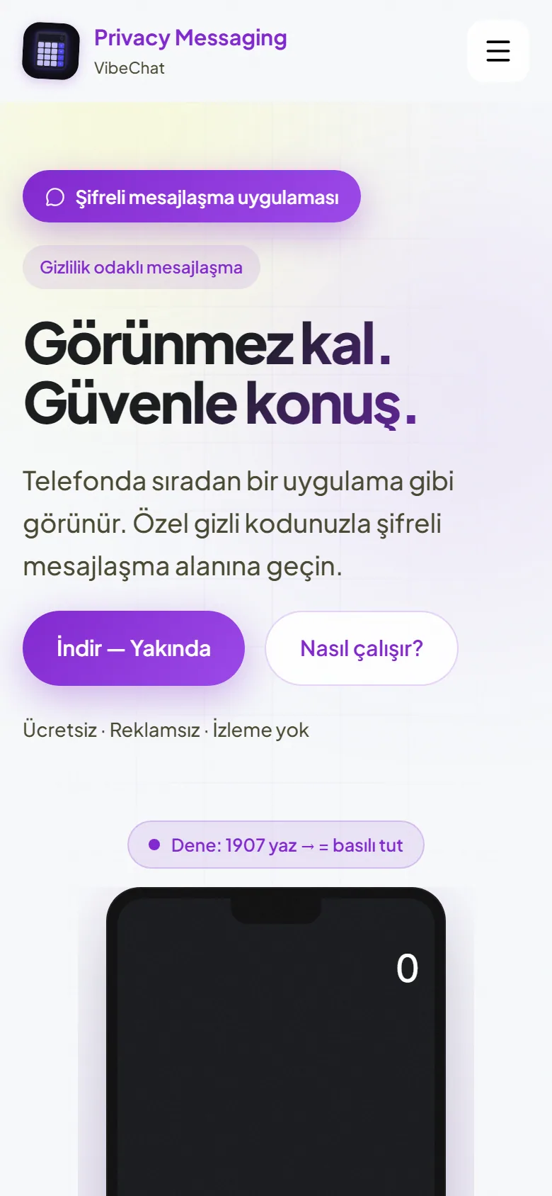 PVMesage — Şifreli Mesajlaşma uygulama ekranı